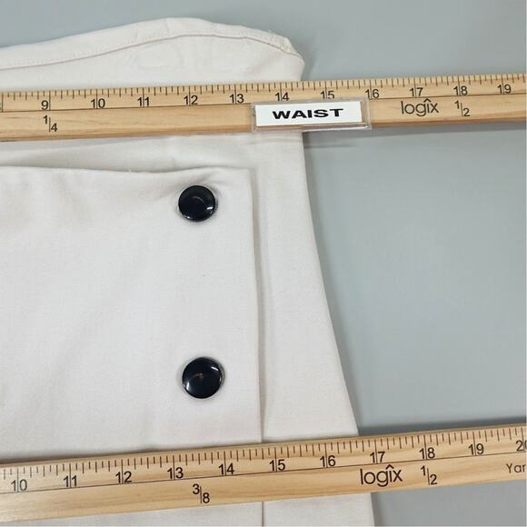 Aritzia Babaton Midi Skirt Womens 10 Cream Wrap Button Asymmetrical Soft Girl - Picture 11 of 13